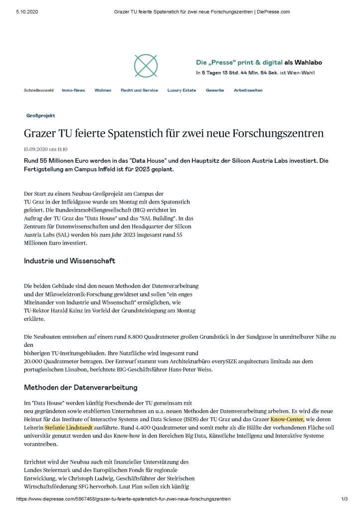 2020-09-22_DiePresse.com_Grazer TU feierte Spatenstich für zwei neue Forschungszentren_Seite_1